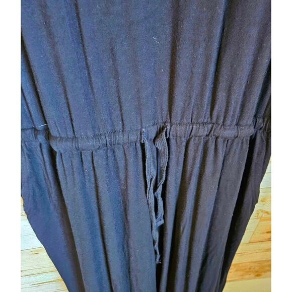 aerie OFFLINE Jumpsuit Drawstring Waist Size Large Black Baggy Racerback Tank - Picture 7 of 8